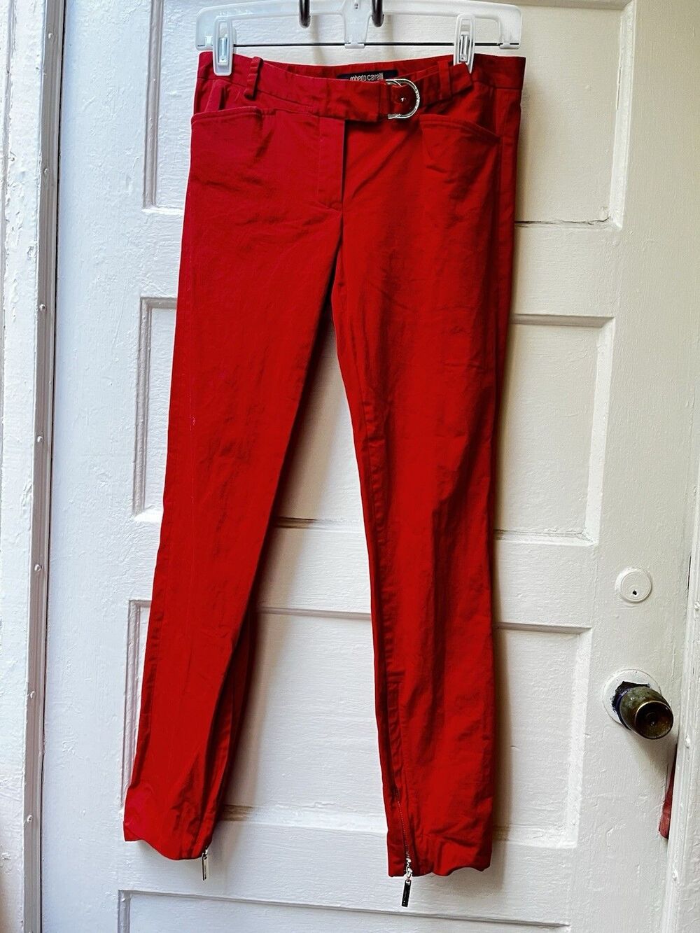 Roberto Cavalli Skinny Pants S Low rise Orange Work Casual Sophisticated Cotton